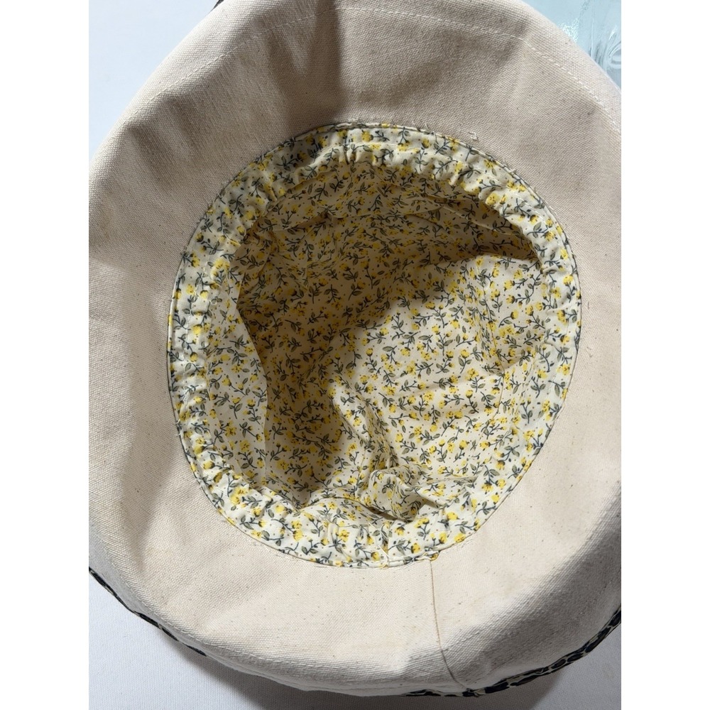 Boo Sun Bucket Hat Womens Small Ivory Cotton Floral Leopard Boho Cottagecore - Picture 16 of 16